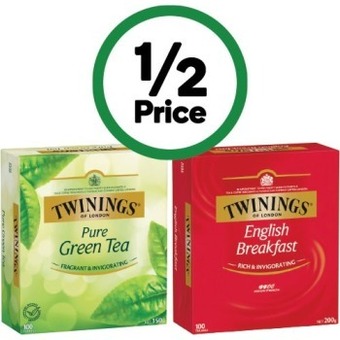 Woolworths Twinings tea bags pk 80-100 – excludes camomile, peppermint, vanilla chai & lemon & ginger offer