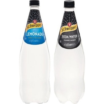 Woolworths Schweppes soft drinks, mineral water or mixer varieties 1.1 litre offer