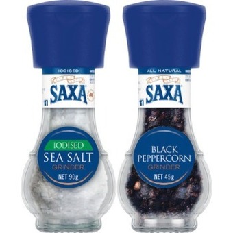 Woolworths Saxa salt or pepper grinders 35-95g offer