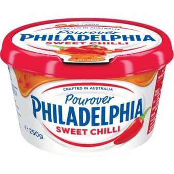 Woolworths Philadelphia cream cheese sweet chilli pourover dip 250g offer