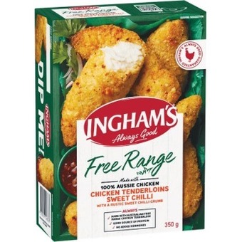 Woolworths Ingham’s free range chicken breast tenders, nuggets or fillets 300-400g offer