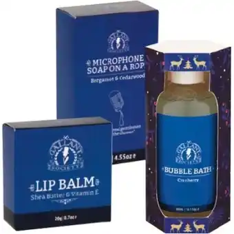 Woolworths Gallant society lip balm 20g or gallant society bubble bath cracker 300ml or gallant society soap on a rope 130g offer
