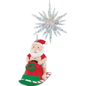 Woolworths Christmas hanging decorations – traditional santa jetski or fantasy iridescent snowflake clear offer