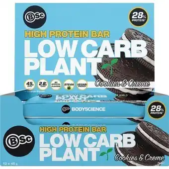 healthylife Bsc high protein low carb plant bar cookies & crme box offer