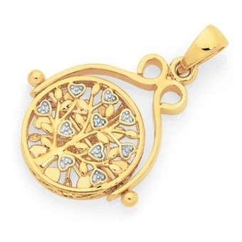 Goldmark 9ct gold two tone tree of life spinner disc pendant offer