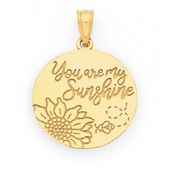 Goldmark 9ct gold sunflower & bee message disc pendant offer