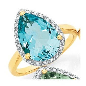 Goldmark Manhattan g cocktail ring collection- 9ct gold sky blue topaz pear shape ring offer