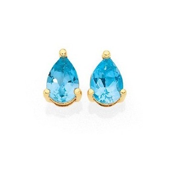 Goldmark 9ct gold sky blue topaz pear stud earrings offer