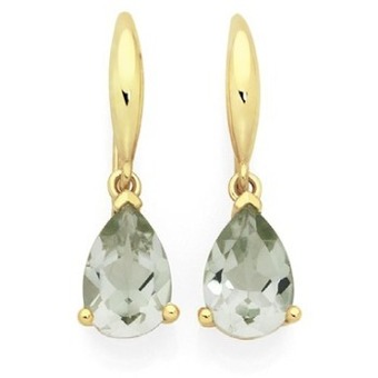 Goldmark 9ct gold green amethyst pear shape earrings offer
