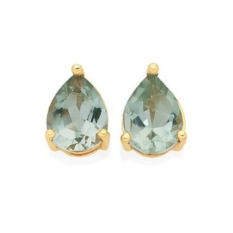 Goldmark 9ct gold green amethyst pear stud earrings offer