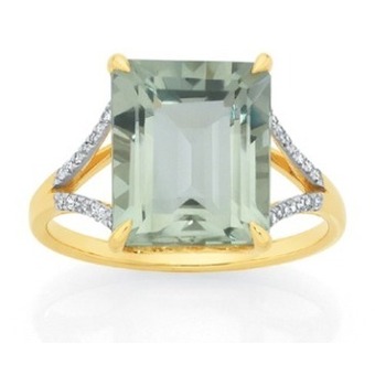 Goldmark 9ct gold green amethyst emerald cut dress ring offer