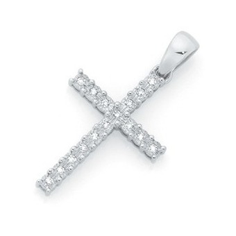 Goldmark 9ct white gold diamond cross pendant offer