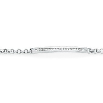 Goldmark 9ct white gold diamond id bar belcher bracelet offer