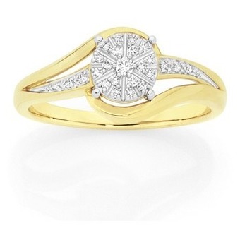 Goldmark 9ct gold diamond swirl cluster ring offer