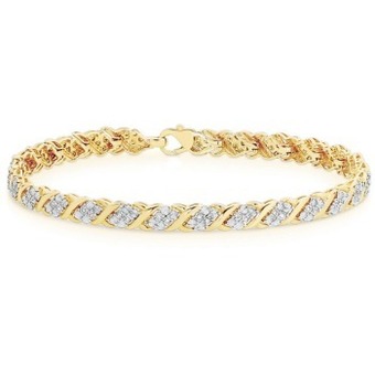 Goldmark 9ct gold diamond cluster fancy link bracelet offer