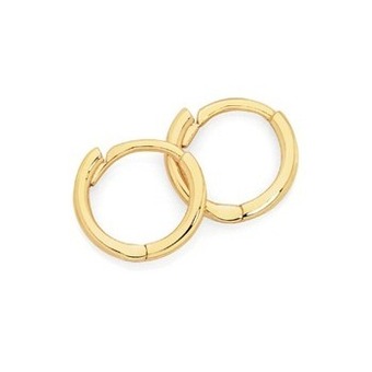 9ct gold 1.5x7mm fine polished huggie earrings
