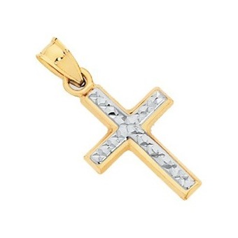 Goldmark 9ct gold two tone cross pendant offer