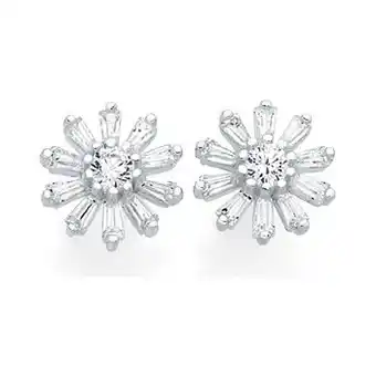 Goldmark Sterling silver cz emerald cut flower stud earrings offer