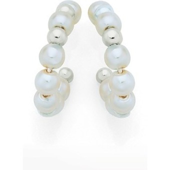 Goldmark Sterling silver synthethic pearl half hoop stud earrings offer