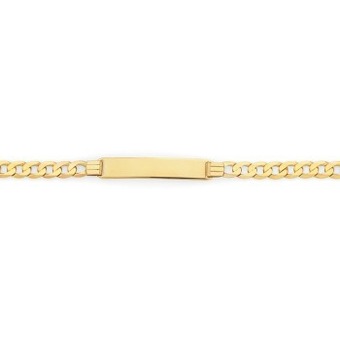 Goldmark 9ct gold gents 21cm solid curb id bracelet offer