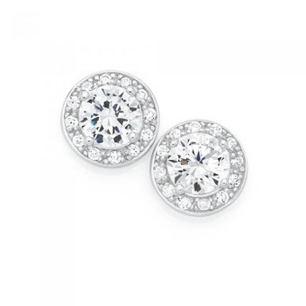 Goldmark Sterling silver cubic zirconia cluster stud earrings offer