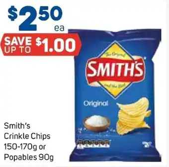 Foodland Smith's Crinkle Chips 150-170 or Popables 90g offer