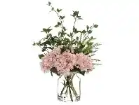 LivingStyles Artificial Hydrangea Mix in Glass Jar, Pink Flower offer