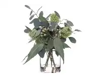 LivingStyles Artificial Banksia & Eucalyptus Mix in Pail Vase, Type C, Green Flower offer