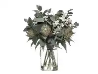 LivingStyles Artificial Banksia & Eucalyptus Mix in Pail Vase, Type B, Pink Flower offer
