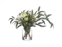 LivingStyles Artificial Native Plant Mix in Pail Vase, White Flower, Small offer