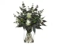 LivingStyles Artificial Banksia & Eucalyptus Mix in Pail Vase, Type A, White Flower offer