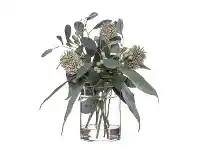 LivingStyles Artificial Banksia & Eucalyptus Mix in Pail Vase, Type C, Pink Flower offer