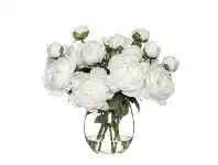 LivingStyles Artificial Hawaiian Coral Peony in Claire Vase, White Flower offer