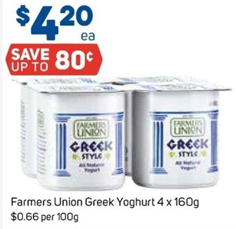 Foodland Farmers Union Greek Yoghurt 4 x 160g offer