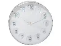 LivingStyles Kate Round Wall Clock, 31cm, Silver offer