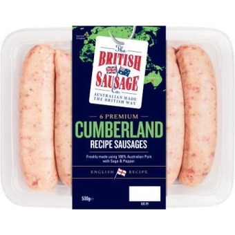 Coles British sausages co. sausages 450g-500g offer