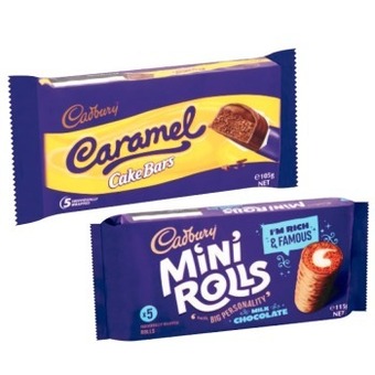 Coles Cadbury cake bars or rolls 105g-130g offer