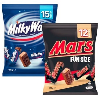 Coles Mars medium funsize bag 132g-216g or skittles funsize 180g offer