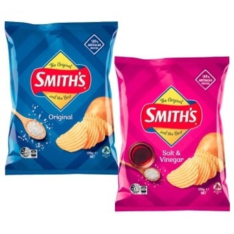 Coles Smith's crinkle cut or double crunch potato chips 150g-170g offer