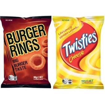 Coles Twisties, cheetos or burger rings 80g-90g offer
