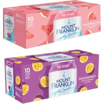 Coles Mount franklin sparkling water cans 10x375ml offer