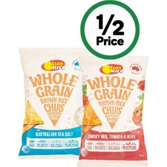 Woolworths Sunrice brown rice chips 150g – from the health food aisle offer