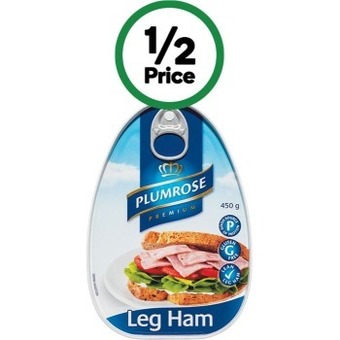 Woolworths Plumrose leg ham 450g offer