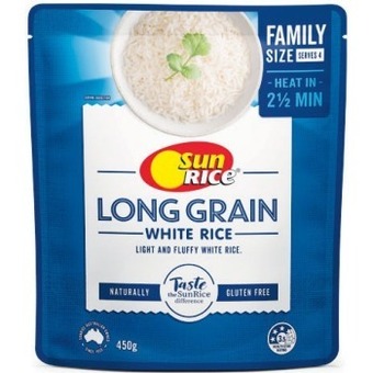 Woolworths Sunrice microwave long grain white rice family 450g offer