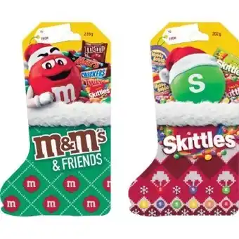 Woolworths M&m stocking 235g or skittles stocking 202g offer