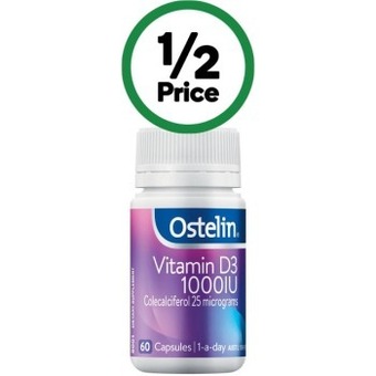 Woolworths Ostelin vitamin d3 1000iu capsules pk 60~ offer