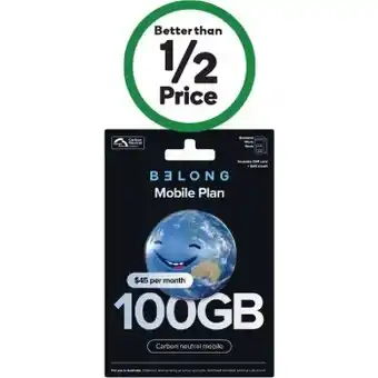 Woolworths Belong $45 sim starter kit~ offer