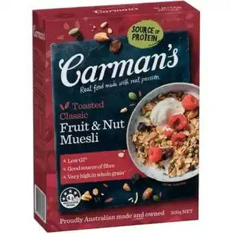 IGA Carman’s muesli 500g selected varieties offer