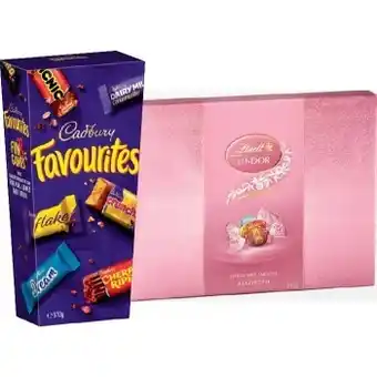 IGA Cadbury favourites or lindt lindor 232-570g gift box selected varieties offer