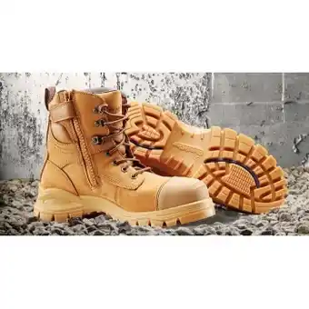 Blundstone 992 zip sided lace up safety boots with tpu toe guard - wheat